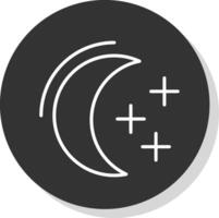 Luna línea sombra circulo icono diseño vector