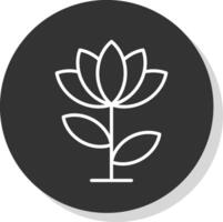 Lotus Flower Line Shadow Circle Icon Design vector