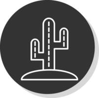 Cactus Line Shadow Circle Icon Design vector