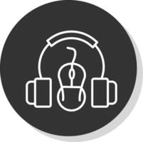 Headset Line Shadow Circle Icon Design vector