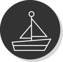 barco línea sombra circulo icono diseño vector