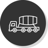 Cement Truck Line Shadow Circle Icon Design vector