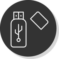 USB línea sombra circulo icono diseño vector