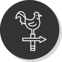 Chicken Line Shadow Circle Icon Design vector