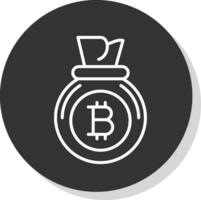 Bitcoin Bag Line Shadow Circle Icon Design vector