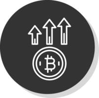 Bitcoin Up Line Shadow Circle Icon Design vector