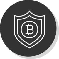 bitcoin seguro línea sombra circulo icono diseño vector