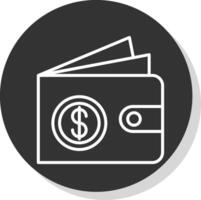 Wallet Line Shadow Circle Icon Design vector