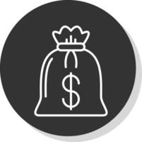 bolso de dinero línea sombra circulo icono diseño vector