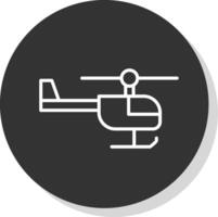 helicóptero línea sombra circulo icono diseño vector