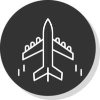 Plane Line Shadow Circle Icon Design vector