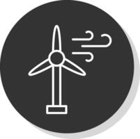 Wind Turbine Line Shadow Circle Icon Design vector