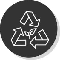 Recycling Line Shadow Circle Icon Design vector