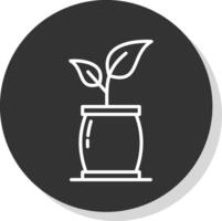 planta línea sombra circulo icono diseño vector