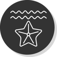 Starfish Line Shadow Circle Icon Design vector