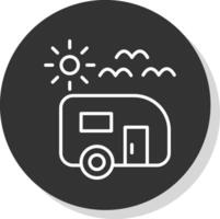 Trailer park Line Shadow Circle Icon Design vector