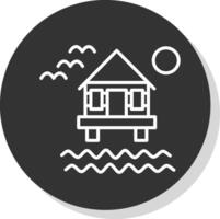 playa villa línea sombra circulo icono diseño vector