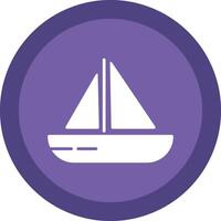 Sailing Boat Line Shadow Circle Icon Design vector