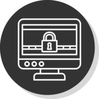 Ransomware Line Shadow Circle Icon Design vector
