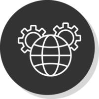 global administración línea sombra circulo icono diseño vector