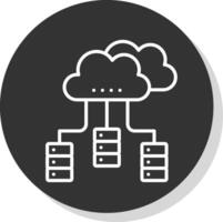 Distributed Database Line Shadow Circle Icon Design vector