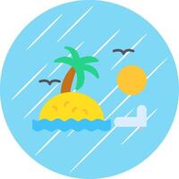 Sunset On Beach Flat Circle Icon Design vector