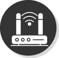 Wireless Modem Glyph Shadow Circle Icon Design vector