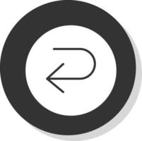 U Turn Glyph Shadow Circle Icon Design vector