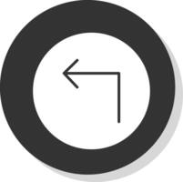 Turn Glyph Shadow Circle Icon Design vector