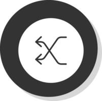 Shuffle Glyph Shadow Circle Icon Design vector