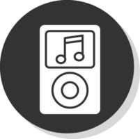 música jugador glifo sombra circulo icono diseño vector