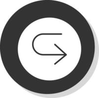 U Turn Glyph Shadow Circle Icon Design vector