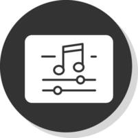 música y multimedia glifo sombra circulo icono diseño vector