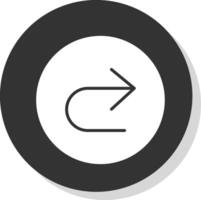 U Turn Glyph Shadow Circle Icon Design vector