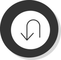 U Turn Glyph Shadow Circle Icon Design vector