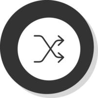 Shuffle Glyph Shadow Circle Icon Design vector