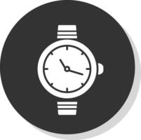reloj glifo sombra circulo icono diseño vector