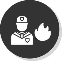 Firefighter Glyph Shadow Circle Icon Design vector