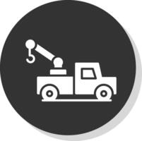 Tow Truck Glyph Shadow Circle Icon Design vector