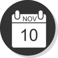 November Glyph Shadow Circle Icon Design vector