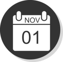 November Glyph Shadow Circle Icon Design vector