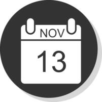 November Glyph Shadow Circle Icon Design vector