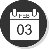 febrero glifo sombra circulo icono diseño vector