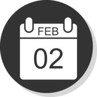 February Glyph Shadow Circle Icon Design vector