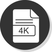 4K File Format Glyph Shadow Circle Icon Design vector