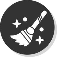 Flying Broom Glyph Shadow Circle Icon Design vector