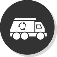 Trash Truck Glyph Shadow Circle Icon Design vector