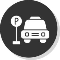 Parking Area Glyph Shadow Circle Icon Design vector