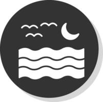 River Glyph Shadow Circle Icon Design vector