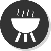 BBQ Grill Glyph Shadow Circle Icon Design vector